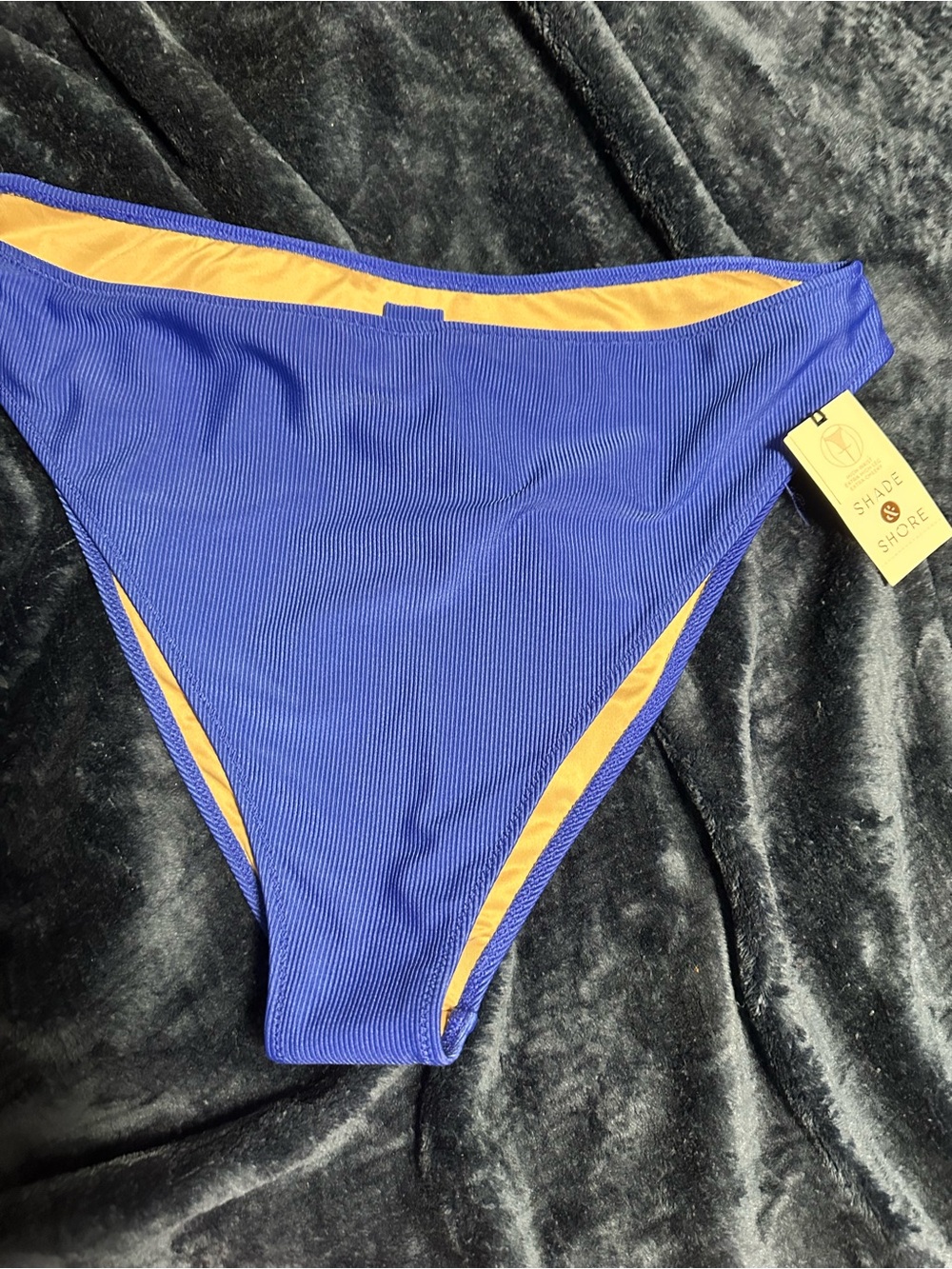 Shade & Shore Blue Bikini Bottom with Yellow Trim